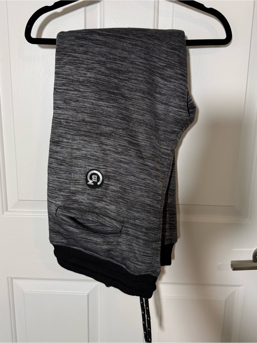 Men's Gray Marled lined Jogger Sweatpants with Logo Patch